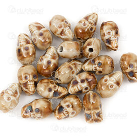 1105-1906-0116 - Ceramique Bille Tete de Mort 16x10mm Beige-Caramel Trou 2mm 20pcs 1105-1906-0116,72,montreal, quebec, canada, beads, wholesale