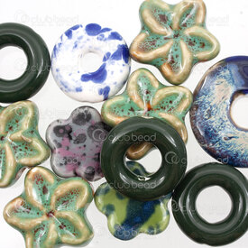 1105-1919-MIX2 - Ceramic Bead 6-16MM Assorted Color-Shape-Size 100gr (approx 10 pcs) 1105-1919-MIX2,Beads,Ceramic,montreal, quebec, canada, beads, wholesale