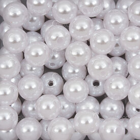 1106-0404-C10mm - Bille Acrylic Rond 10mm Blanc Perlé Coupe Droite Trou 0.8mm 1 sac 50gr (approx.100pcs) 1106-0404-C10mm,1106,montreal, quebec, canada, beads, wholesale