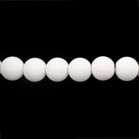 *1106-0510-02 - Bille de Plastique Boule de Gomme Rond 12MM Blanc Mat Corde de 16 Pouces *1106-0510-02,montreal, quebec, canada, beads, wholesale