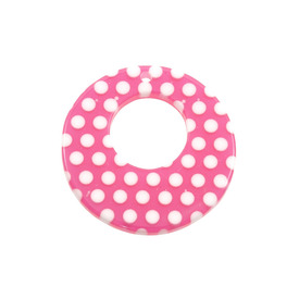 *DB-1106-0530-04 - Resin Pendant Round Donut 35MM Fuchsia White Dots 10pcs *DB-1106-0530-04,Pendants,Plastic,Round,Pendant,Resin,35MM,Round,Round,Donut,Pink,Fuchsia,White Dots,China,Dollar Bead,montreal, quebec, canada, beads, wholesale