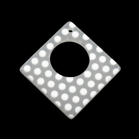 *DB-1106-0531-02 - Resin Pendant Diamond Donut 30MM Clear White Dots 10pcs *DB-1106-0531-02,30MM,Pendant,Resin,30MM,Losange,Diamond,Donut,Colorless,Clear,White Dots,China,Dollar Bead,10pcs,montreal, quebec, canada, beads, wholesale
