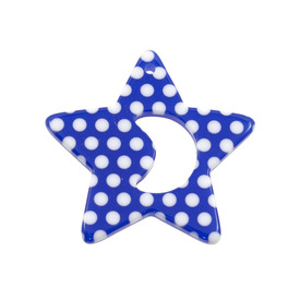 *DB-1106-0532-06 - Resin Pendant Star Donut 40MM Blue White Dots 10pcs *DB-1106-0532-06,Beads,Plastic,10pcs,Pendant,Resin,40MM,Star,Star,Donut,Blue,Blue,White Dots,China,Dollar Bead,montreal, quebec, canada, beads, wholesale