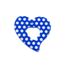 *DB-1106-0533-06 - Resin Pendant Heart Donut 34MM Blue White Dots 10pcs *DB-1106-0533-06,10pcs,Pendant,Resin,34MM,Heart,Heart,Donut,Blue,Blue,White Dots,China,Dollar Bead,10pcs,montreal, quebec, canada, beads, wholesale