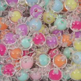 1106-0542-MIX - Plastic Bead Candy 9x17x8.5mm Transparent Colored Center Mix 2.5mm hole 100gr (app.150pcs) 1106-0542-MIX,montreal, quebec, canada, beads, wholesale