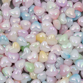 1106-0548-MIX - Plastique Bille Cœur 9x10x5.5mm Couleur Pastel Perle AB Mix 100gr (app.400pcs) 1106-0548-MIX,montreal, quebec, canada, beads, wholesale