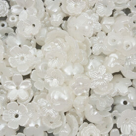 1106-0558-WH - Plastique Assortiment Chapeau de Perle Bille Separateur Blanc Perle Taille-Forme Varie 100gr 1106-0558-WH,Billes d,montreal, quebec, canada, beads, wholesale