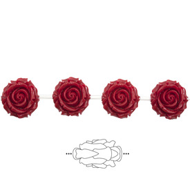 1106-0560-06 - Plastic Bead Flower 16MM Red 8'' String 1106-0560-06,montreal, quebec, canada, beads, wholesale