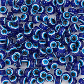 1106-0587-06 - Plastique Bille Mauvais Oeil 6mm Rond Bleu 25gr (approx. 80pcs) 1106-0587-06,Billes,Plastique,montreal, quebec, canada, beads, wholesale