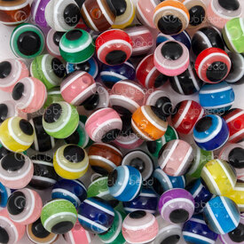 1106-0587-08MIX - Plastic Bead Evil Eye 8mm Round Mix color 25gr (approx. 80pcs) 1106-0587-08MIX,plastique bille,montreal, quebec, canada, beads, wholesale