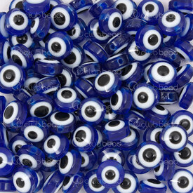 1106-0587-08P - Plastique Bille Mauvais Oeil 8x5.5mm Pastille Bleu 100pcs 1106-0587-08P,pc,montreal, quebec, canada, beads, wholesale