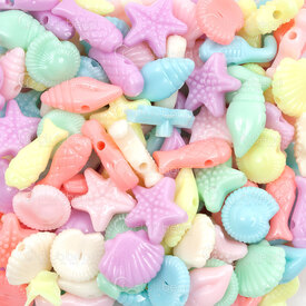 1106-0594 - Plastic Assorted Bead Pastel Sea Assorted Color-Shape-Size 1 Bag 100gr 1106-0594,Beads,Plastic,Acrylic,montreal, quebec, canada, beads, wholesale