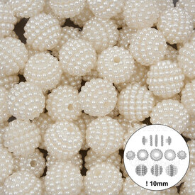 1106-0598-1002 - Plastic Bead Bayberry 10mm Splitable (6.5-10mm with 3.2mm gromet) 1.5mm hole White 100gr Bag (approx. 280pcs) 1106-0598-1002,11.28,montreal, quebec, canada, beads, wholesale