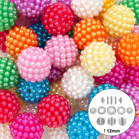1106-0598-12MIX - Plastic Bead Bayberry 12mm Splitable (8-12mm with 4mm gromet) 1.5mm hole Mix Color 100gr Bag (approx. 120pcs) 1106-0598-12MIX,bille,montreal, quebec, canada, beads, wholesale