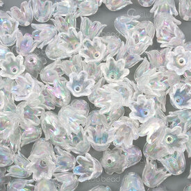 1106-0620-1002AB - Plastic Bead Tulip Flower 9..5x10mm Transparent AB 1.2mm hole 100gr Bag (approx. 440pcs) 1106-0620-1002AB,bille,montreal, quebec, canada, beads, wholesale