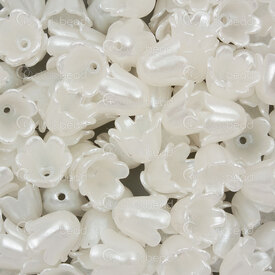 1106-0620-1004 - Plastic Bead Tulip Flower 9x10mm Pearl White 1.2mm hole 100gr Bag (approx. 440pcs) 1106-0620-1004,16x,montreal, quebec, canada, beads, wholesale