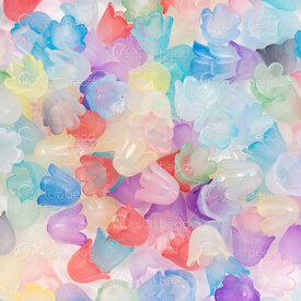 1106-0620-10MIX2 - Plastic Bead Tulip Flower 9..5x10mm Mix Pastel Color 1.2mm hole 100gr Bag (approx. 440pcs) 1106-0620-10MIX2,bille,montreal, quebec, canada, beads, wholesale