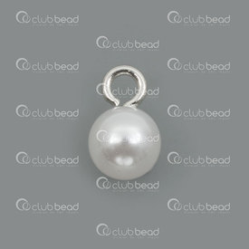 1106-0780-10mm - Plastic Charm White Pearl with bail 10mm Bead 20pcs 1106-0780-10mm,montreal, quebec, canada, beads, wholesale