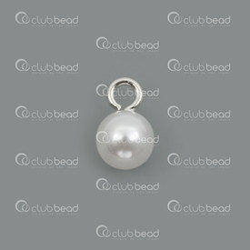 1106-0780-8mm - Plastic Charm White Pearl with bail 8mm Bead 20pcs 1106-0780-8mm,Charms,Plastic,montreal, quebec, canada, beads, wholesale