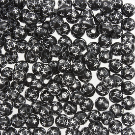 *DB-1106-9014-196 - Bille de Plastique Rond 6MM Noir/Argent Opaque 1 Boîte  Quantité Limitée! *DB-1106-9014-196,Billes,Plastique,6mm,Bille,Plastique,Plastique,6mm,Rond,Rond,Noir,Black/Silver,Opaque,Chine,Dollar Bead,montreal, quebec, canada, beads, wholesale