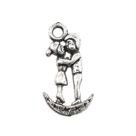 *DB-1106-9124 - Plastic Pendant Lovers 14X27MM Antique Silver 1 Box  (App. 90pcs) *DB-1106-9124,Pendant,Plastic,Plastic,14X27MM,Lovers,Silver,Antique,China,Dollar Bead,1 Box,(App. 90pcs),montreal, quebec, canada, beads, wholesale