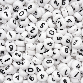 1106-9960 - Plastic Bead Rondelle Numbers 7x3.5mm Black Number on White Base 700pcs 1 bag 100gr 1106-9960,Beads,Plastic,Plastic,Bead,Plastic,Plastic,7x3.5mm,Round,Rondelle,Numbers,on White Base,Black Number,China,1000pcs,montreal, quebec, canada, beads, wholesale