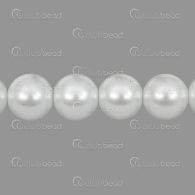 1107-0905-012 - Glass Pearl Bead Pearl Round 14mm White 32'' String (app218pcs) 1107-0905-012,bille 14mm,montreal, quebec, canada, beads, wholesale