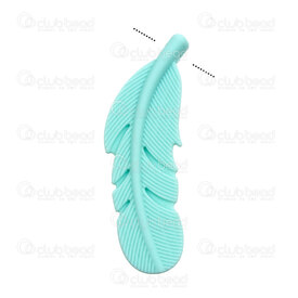 1108-0206-5638 - Silicone Chew Pendant Feather 56x18x6.5mm Mint 2mm hole 1pc for Teething Jewelry 1108-0206-5638,For teething jewelry,Silicone,montreal, quebec, canada, beads, wholesale
