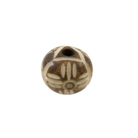 1109-1309-02 - Bone Bead Ball Round 8MM Dark Brown Engraved Design 25pcs India 1109-1309-02,montreal, quebec, canada, beads, wholesale