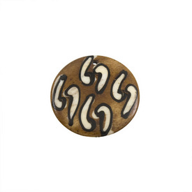 *1109-1376-02 - Bone Pendant Coin 28MM Dark Brown Painted Design 20pcs India *1109-1376-02,28MM,Pendant,Natural,Bone,28MM,Round,Coin,Brown,Brown,Dark,Painted Design,India,20pcs,montreal, quebec, canada, beads, wholesale