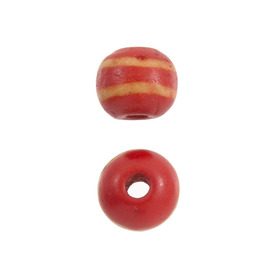 *1109-1390-04 - Bone Bead Ball 8MM Red Yellow Lines 25pcs India *1109-1390-04,Bead,Natural,Bone,8MM,Round,Ball,Pink,Yellow Lines,India,25pcs,montreal, quebec, canada, beads, wholesale