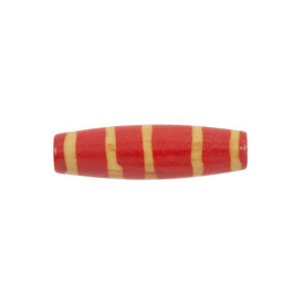 *1109-1393-04 - Bone Bead Tube 6X24MM Red Yellow Lines 25pcs India *1109-1393-04,Beads,Bone,6X24MM,Bead,Natural,Bone,6X24MM,Cylinder,Tube,Pink,Yellow Lines,India,25pcs,montreal, quebec, canada, beads, wholesale