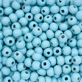 1110-240101-0606 - Wood Bead Round 5x6mm Turquoise 2mm hole 1bag 100gr (app 1500pcs) 1110-240101-0606,bille  turquoise,montreal, quebec, canada, beads, wholesale