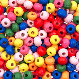 1110-240101-06MIX - Maple Wood Bead Round 6x5 Mix Color 2mm hole 1bag 90gr (app 1500pcs) 1110-240101-06MIX,Beads,Wood,Painted,montreal, quebec, canada, beads, wholesale