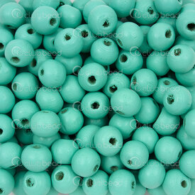 1110-240101-0818 - Wood Bead Round 8mm Green Turquoise 1bag 100gr (app 544pcs) 1110-240101-0818,T,montreal, quebec, canada, beads, wholesale