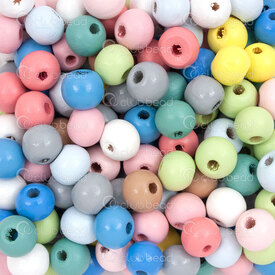 1110-240101-08MIX2 - Bois Bille Rond 7x8mm Couleur Mixte Brillant Trou 2mm 100gr (approx. 600pcs) 1Sac 1110-240101-08MIX2,Billes,Bois,Peint,montreal, quebec, canada, beads, wholesale