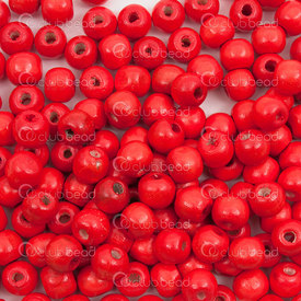 1110-240101-1002 - Wood Bead Round 10MM Bright Red 1bag 100gr (app 325pcs) 1110-240101-1002,Beads,Wood,Painted,montreal, quebec, canada, beads, wholesale