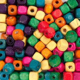 1110-240102-06MIX - Bille de Bois Cube 6x6mm Couleur Mixte Teint Trou 2mm 90g app. 800pcs 1110-240102-06MIX,Billes,Bois,Teint,90g app. 800pcs,Bille,Naturel,Bois,6x6mm,Carré,Cube,Mix,Mixed Color,Dyed,2mm Hole,montreal, quebec, canada, beads, wholesale