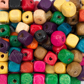 1110-240102-08MIX - Bille de Bois Cube 8x8mm Couleur Mixte Teint Trou 2mm 90g app. 400pcs 1110-240102-08MIX,Billes,Bois,Teint,Cube,Bille,Naturel,Bois,8X8MM,Carré,Cube,Mix,Mixed Color,Dyed,2mm Hole,montreal, quebec, canada, beads, wholesale