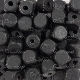 1110-240102-1002 - Wood Bead Cube 10x10mm Black 3mm Hole 1 Bag 100gr (approx. 200pcs) 1110-240102-1002,BLACK WOOD,montreal, quebec, canada, beads, wholesale