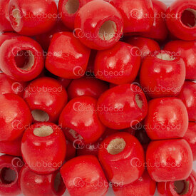 1110-240107-1204 - Wood Bead Barrel 12x11mm Red Dyed 5mm Hole 90g app. 150pcs 1110-240107-1204,Beads,Wood,For macrame,Bead,Natural,Wood,12X11MM,Round,Barrel,Red,Red,Dyed,5mm Hole,China,montreal, quebec, canada, beads, wholesale
