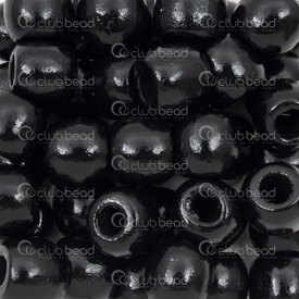 1110-240107-1210 - Wood Bead Barrel 12x11mm Black Dyed 5mm Hole 1bag 90g app. 150pcs 1110-240107-1210,10,montreal, quebec, canada, beads, wholesale