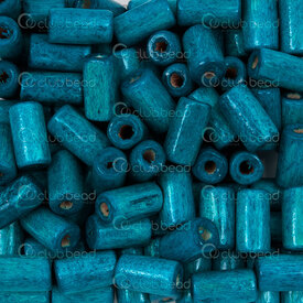 1110-240109-1206 - Wood Bead Cylinder 12x6mm Turquoise Dyed 1.5mm Hole 90g app. 400pcs 1110-240109-1206,bois bille,montreal, quebec, canada, beads, wholesale