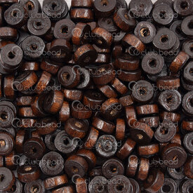 1110-240117-0604 - Wood Bead Spacer Heishi 3x6mm Dark Brown Dyed 2mm Hole 90g app. 1200pcs 1110-240117-0604,Findings,Spacers,Beads,Bead,Spacer,Natural,Wood,3X6MM,Cylinder,Heishi,Brown,Dark Brown,Dyed,2mm Hole,montreal, quebec, canada, beads, wholesale