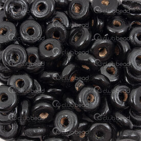 1110-240150-1002 - Wood Bead Spacer Washer 4x10mm Black Dyed 3mm Hole 90g app. 500pcs 1110-240150-1002,Findings,4X10MM,90g app. 500pcs,Bead,Spacer,Natural,Wood,4X10MM,Round,Washer,Black,Black,Dyed,3mm Hole,montreal, quebec, canada, beads, wholesale