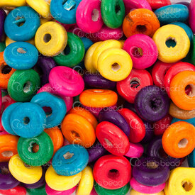 1110-240150-10MIX - Wood Bead Spacer Washer 4x10mm Mixed Color Dyed 3mm Hole 90g app. 500pcs 1110-240150-10MIX,Findings,Wood,Bead,Spacer,Natural,Wood,4X10MM,Round,Washer,Mix,Mixed Color,Dyed,3mm Hole,China,montreal, quebec, canada, beads, wholesale