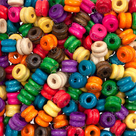 1110-240151-06MIX - Bille de Bois Séparateur Rondelle 5x6.5mm Mix Trou 2mm 90g (app. 1000pcs) 1110-240151-06MIX,Billes,Bois,montreal, quebec, canada, beads, wholesale