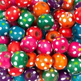1110-240301-1004 - Bille Bois Erable 8.5x10mm Rond Motif Fleur Couleur Mix Trou 3mm 1sac 90gr (app.300pcs) 1110-240301-1004,montreal, quebec, canada, beads, wholesale