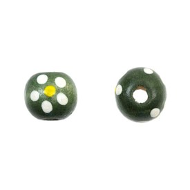 *1110-3008 - WOOD BEAD HIPPY FLOWER 10MM GREEN *1110-3008,Beads,Wood,Bead,Wood,Wood,10mm,Flower,Flower,Hippy,Green,Green,China,1 Box,(App. 70pcs),montreal, quebec, canada, beads, wholesale