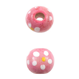 1110-3014-SAC - Wood Bead Flower Hippy 10MM Pink 1 Bag  (App. 210pcs) 1110-3014-SAC,Beads,Wood,Dyed,montreal, quebec, canada, beads, wholesale